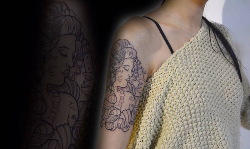 遮盖未完纹身图片