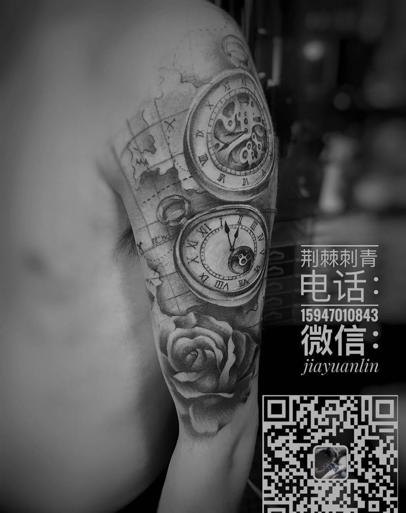 怀表纹身图片