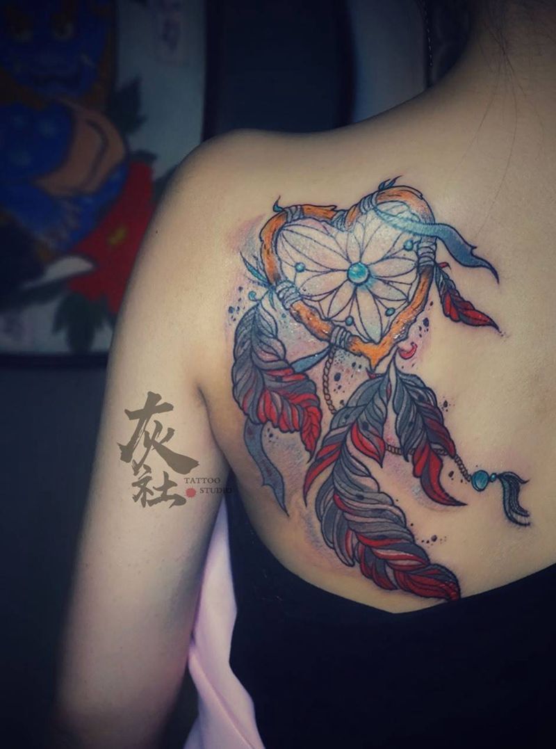 捕梦网纹身图片