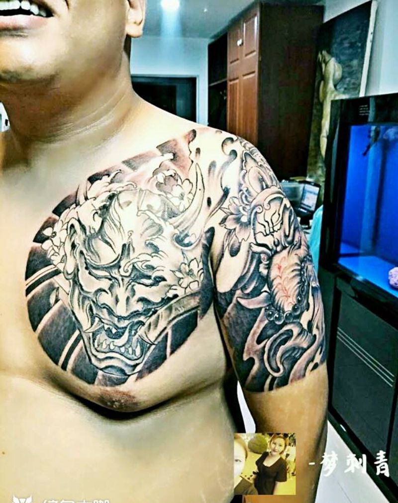 半甲纹身图片_原创成品纹身图案