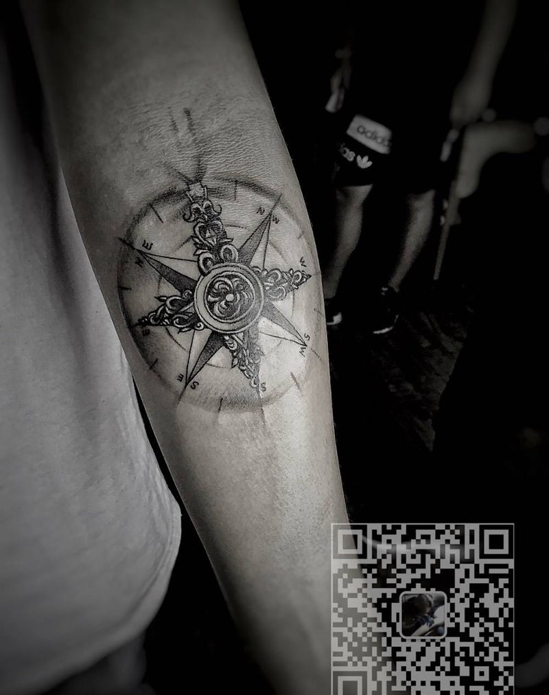 指南针纹身图片