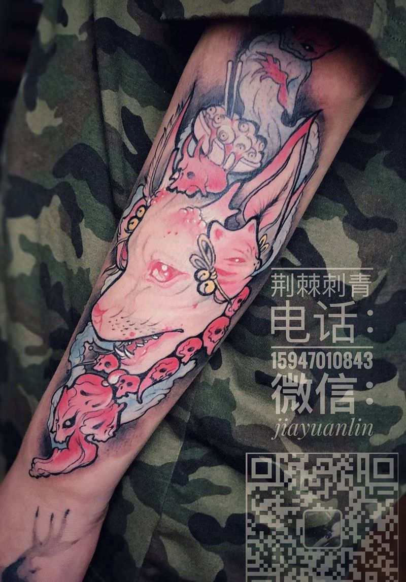 粉狐狸纹身图片