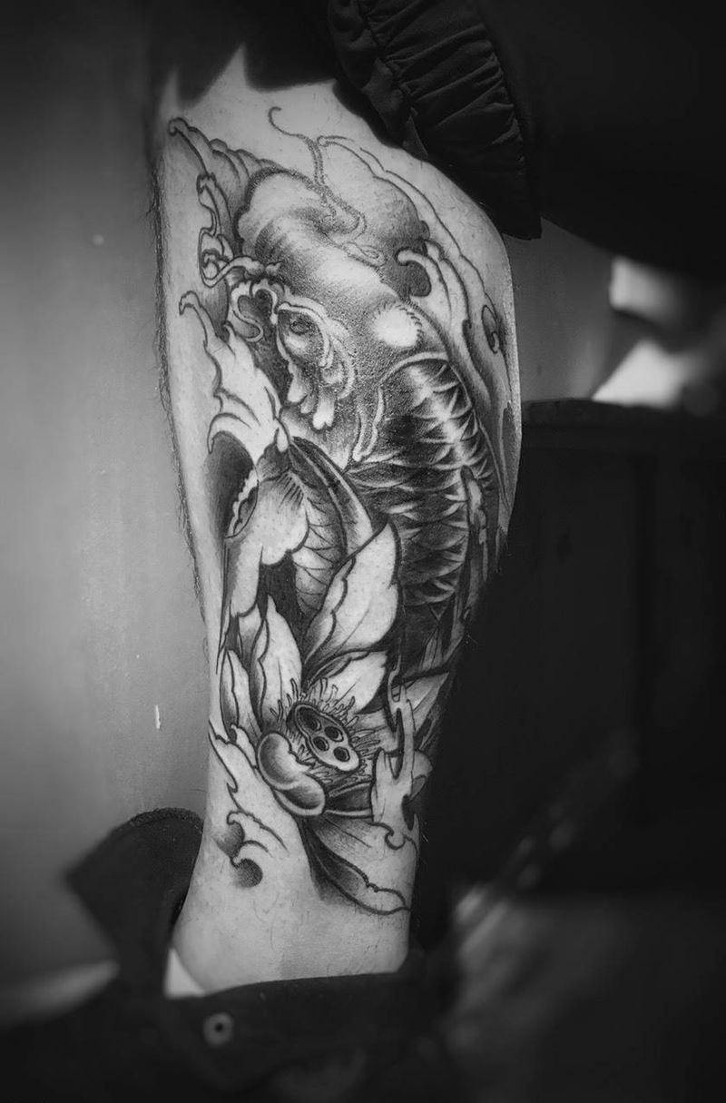 传统锦鲤纹身图片