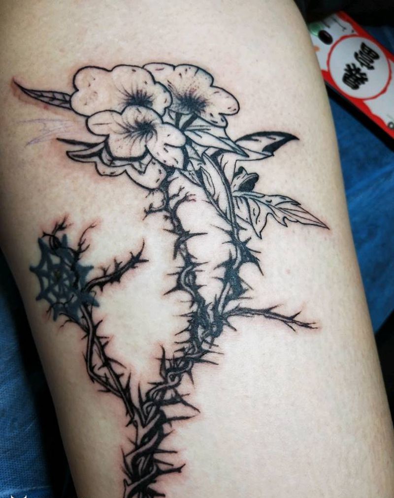 荆棘纹身图片_腿部图腾纹身图案