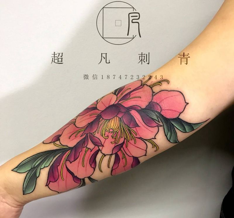 牡丹花纹身图片