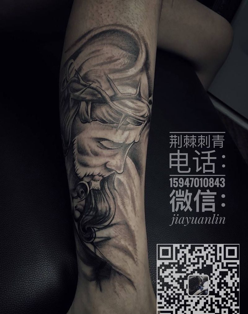 耶稣,遮盖作品纹身图片