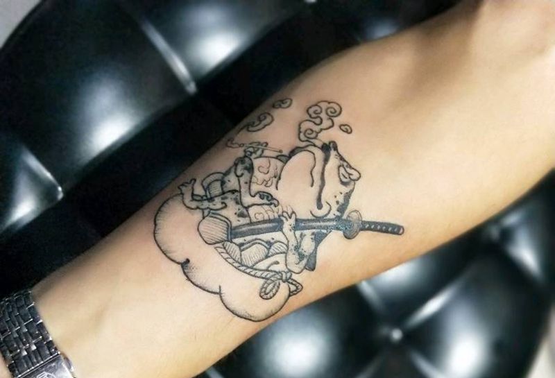 小青蛙纹身图片_手臂Old School纹身图案