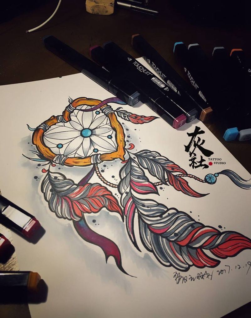 原创捕梦网纹身图片