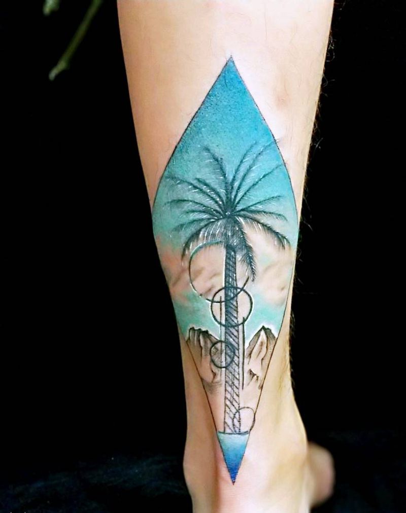 首席纹身师作品纹身图片_腿部几何纹身图案