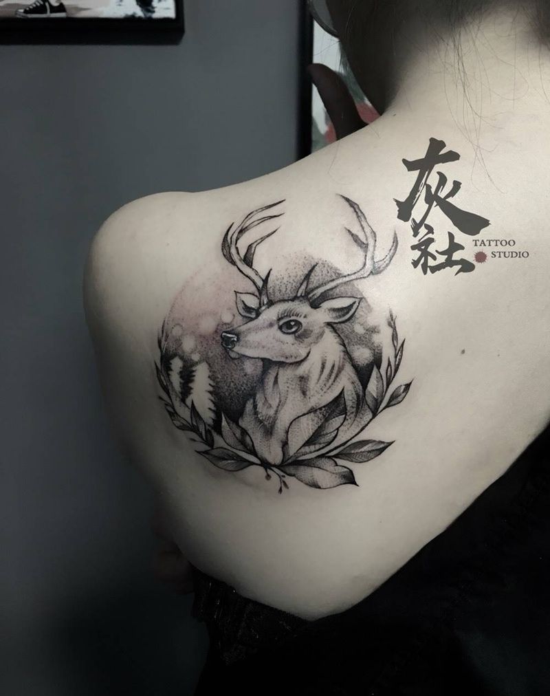 小鹿纹身图片