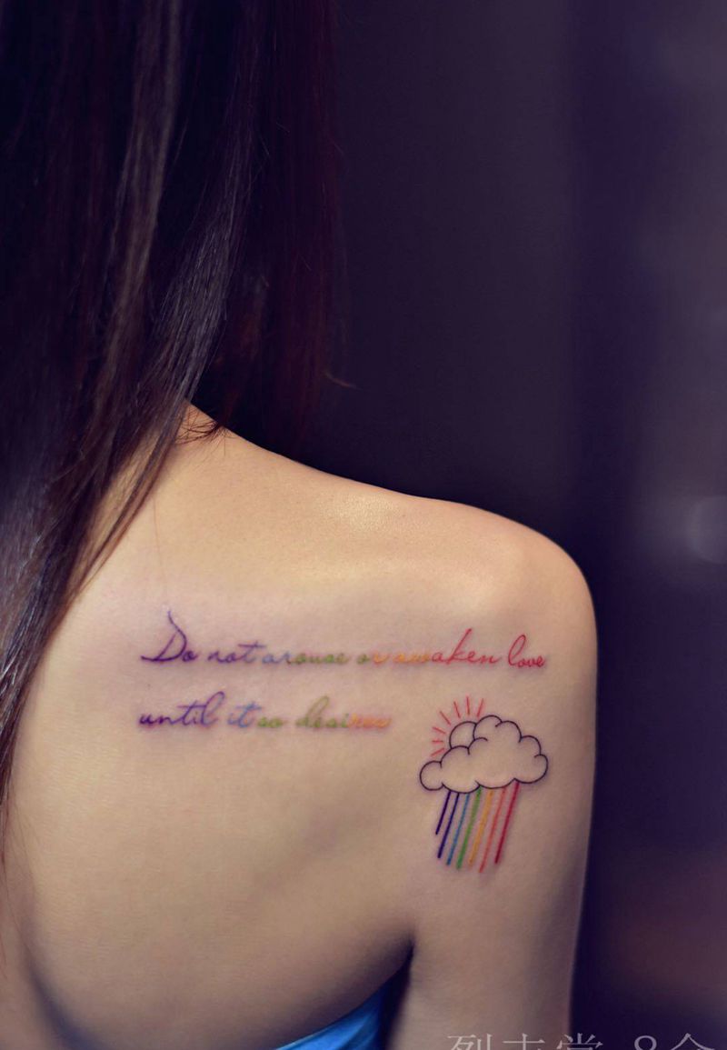 小清新纹身纹身图片_手臂背部水彩独角兽小老虎小兔子纹身图案