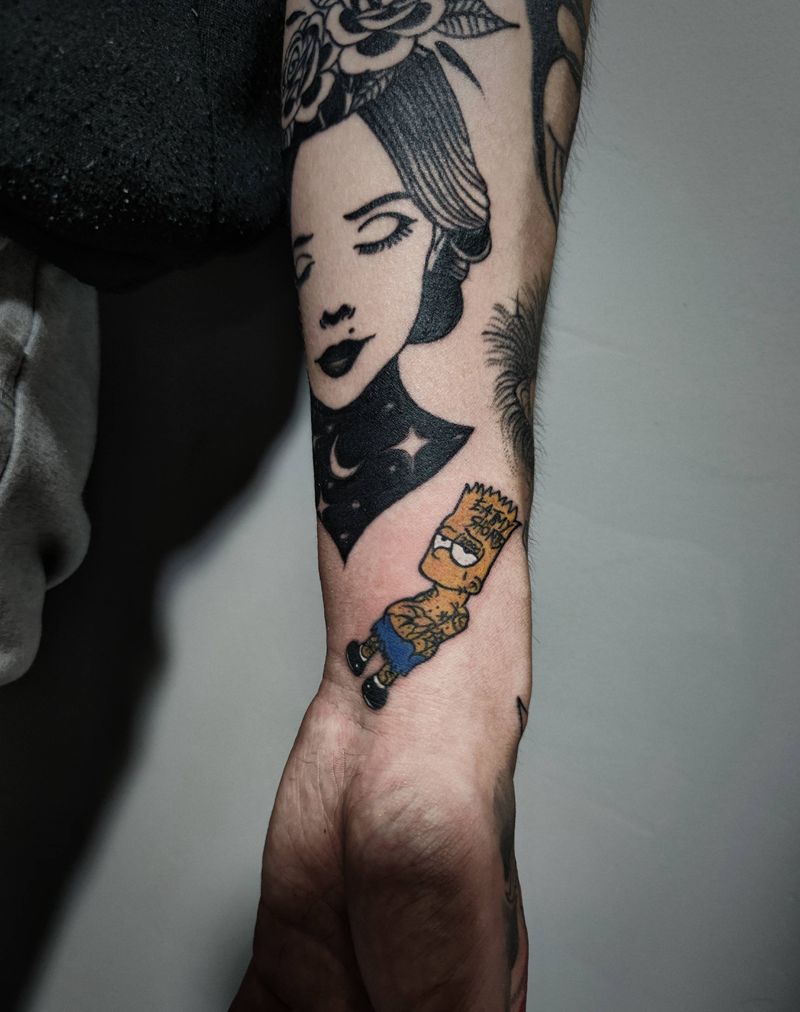 辛普森纹身图片_Old School彩色纹身图案