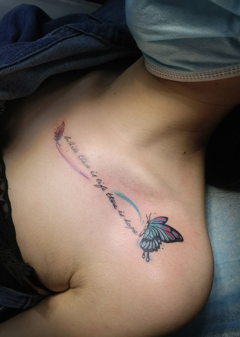 英文小清新纹身图片_肩部纹身图案