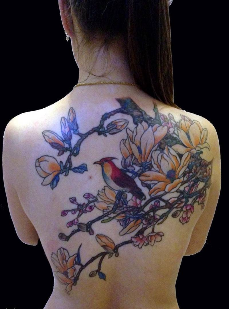 工笔画鸟纹身图片