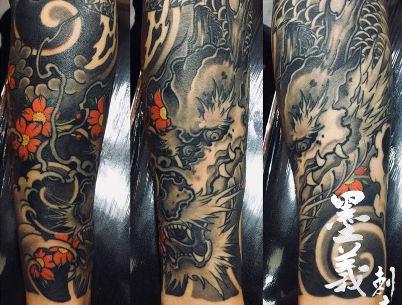 龙纹身图片_成品肩部背部人物清新胸部手臂习俗几何静物纹身图案