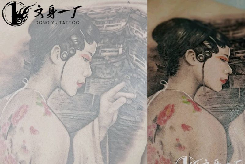 爱的诠释纹身图片_胸部纹身图案