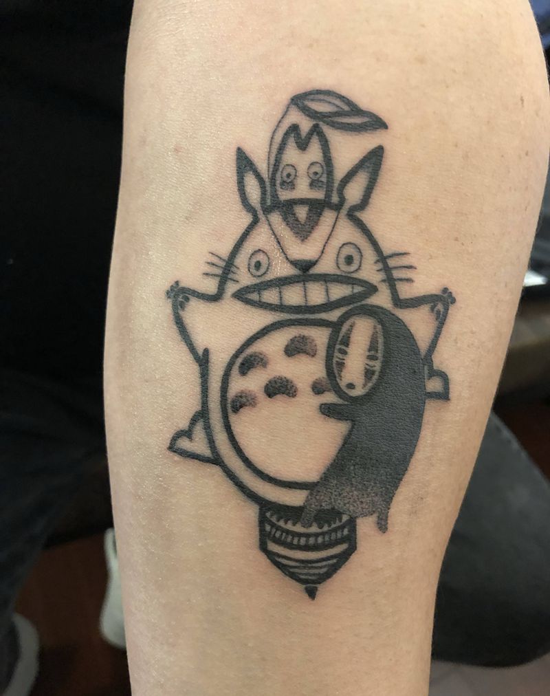 无脸男龙猫纹身图片_手臂New School图腾纹身图案