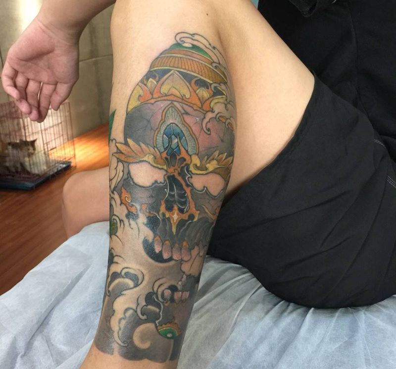 嘎巴拉纹身图片_成品颈部腰部手稿肩部背部手部传统纹身图案