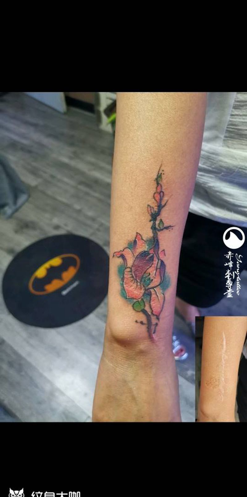 遮盖纹身图片_手臂水墨水彩纹身图案