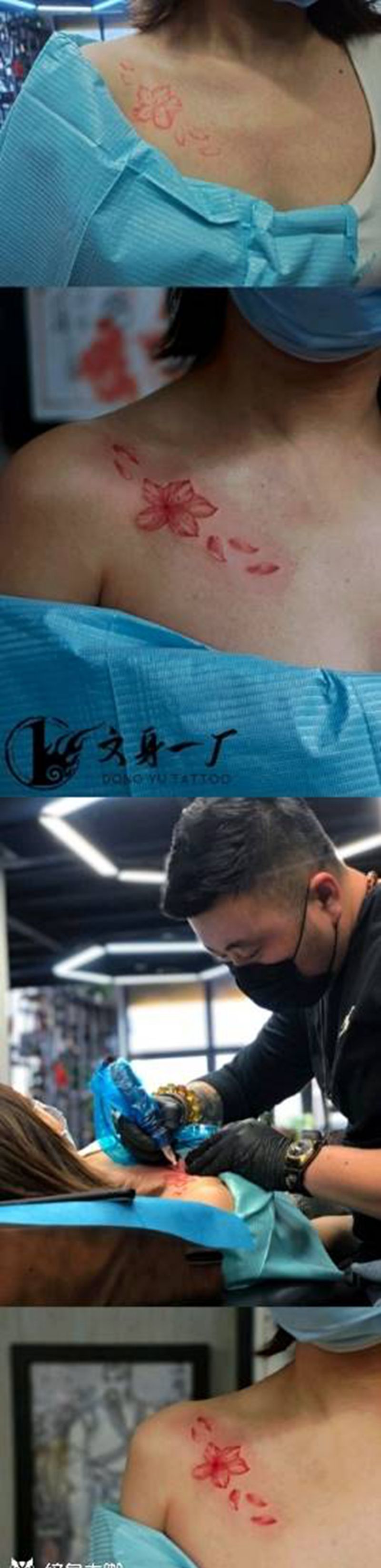 樱花纹身图片_胸部纹身图案