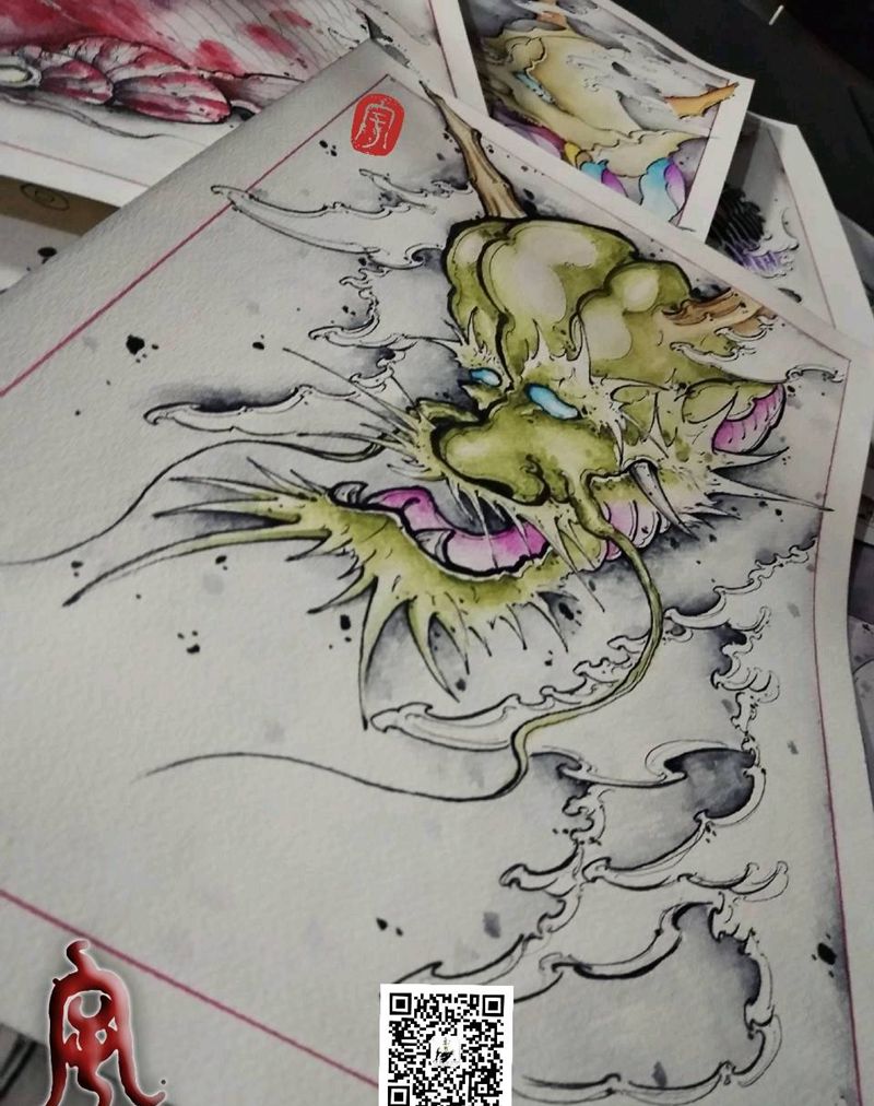 龍纹身图片_原创宇刺青成品手稿纹身图案