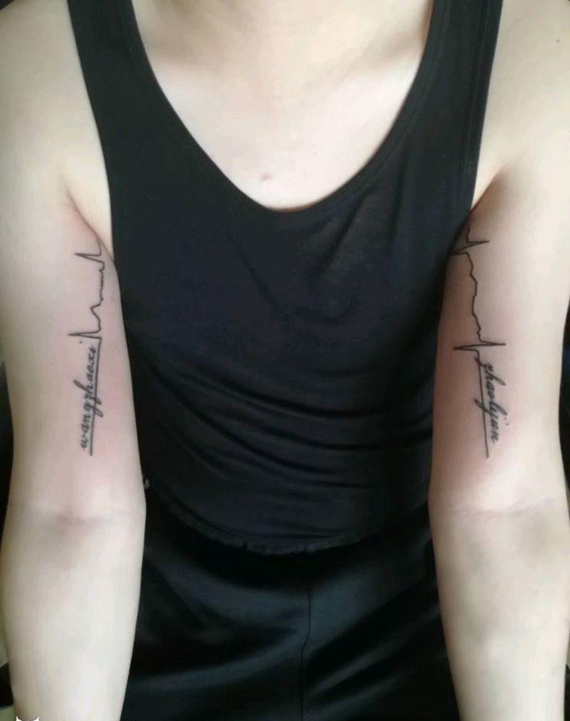 心电图纹身图片_手臂清新手稿纹身图案