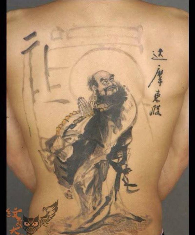 达摩东渡纹身图片