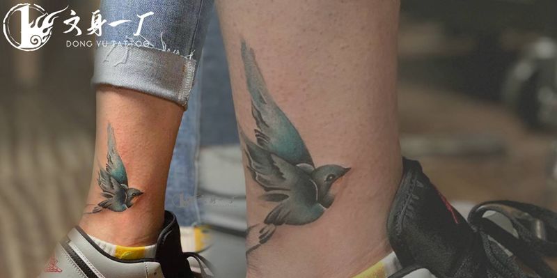 雀鸟类纹身图片_水彩纹身图案