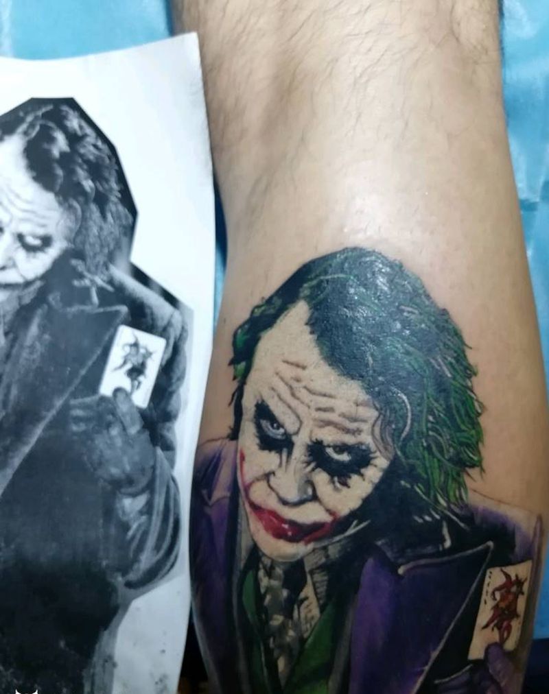 小丑纹身图片_肩部手臂腿部欧美写实人物原创纹身图案