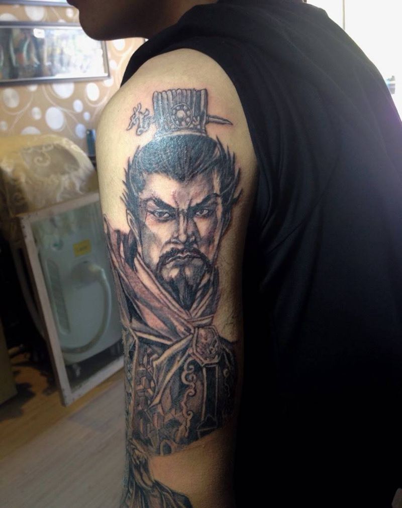 花臂部分纹身图片_成品手臂传统人物纹身图案