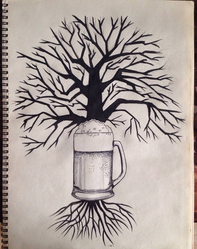 啤酒数纹身图片_手稿手臂清新静物植物原创纹身图案