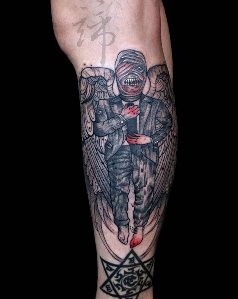 点纹身图片_欧美腿部原创人物纹身图案