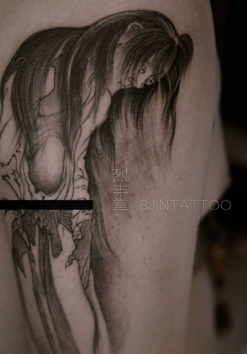 鬼纹身图片_手臂新传统日式鬼纹身图案