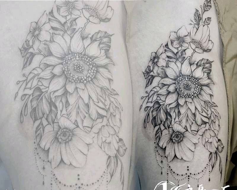 素花纹身图片_点刺纹身图案