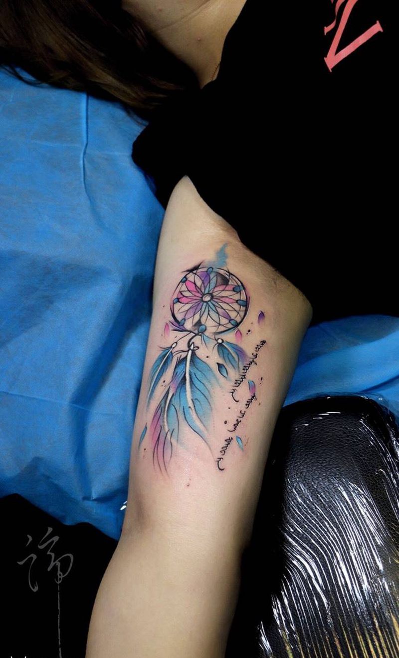 捕梦网纹身图片_成品腹部臀部手部手臂腰部胸部清新字符纹身图案