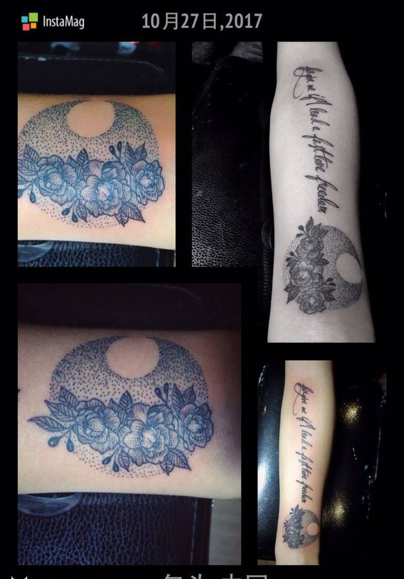 星月初六生日纹身图片_成品手臂手部清新原创纹身图案