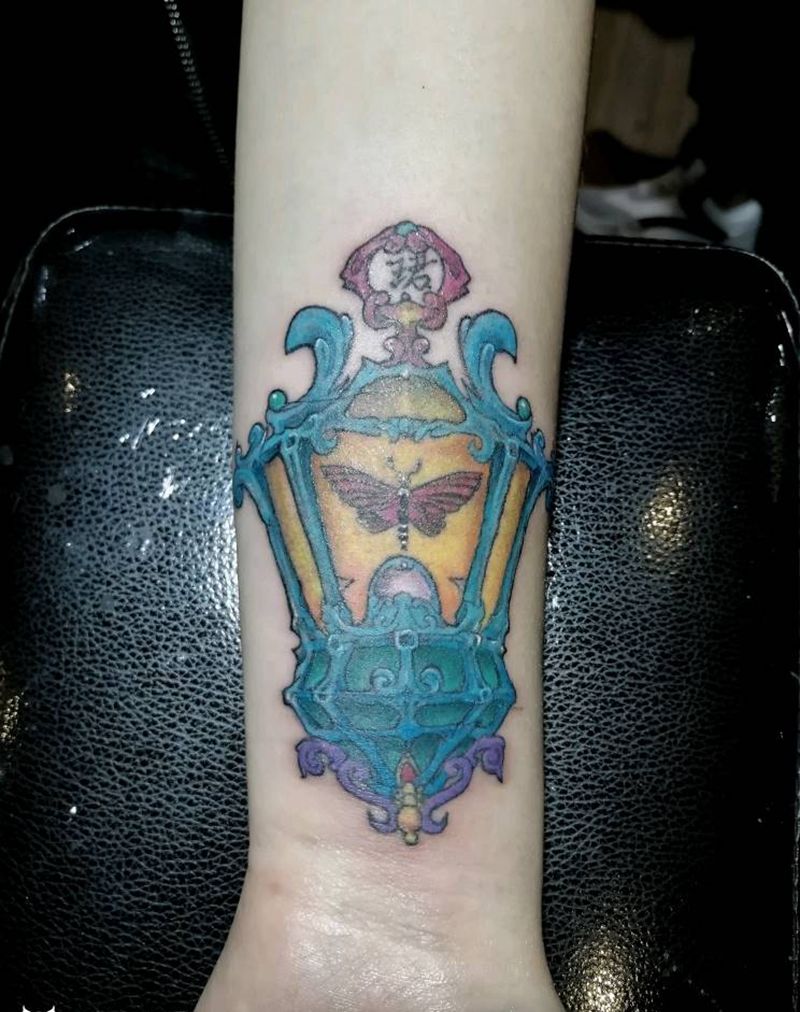 罗马灯纹身图片_手臂欧美清新静物手稿纹身图案