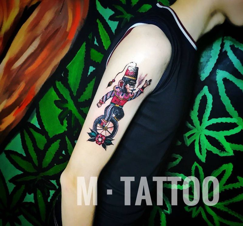 马戏团猴子纹身图片