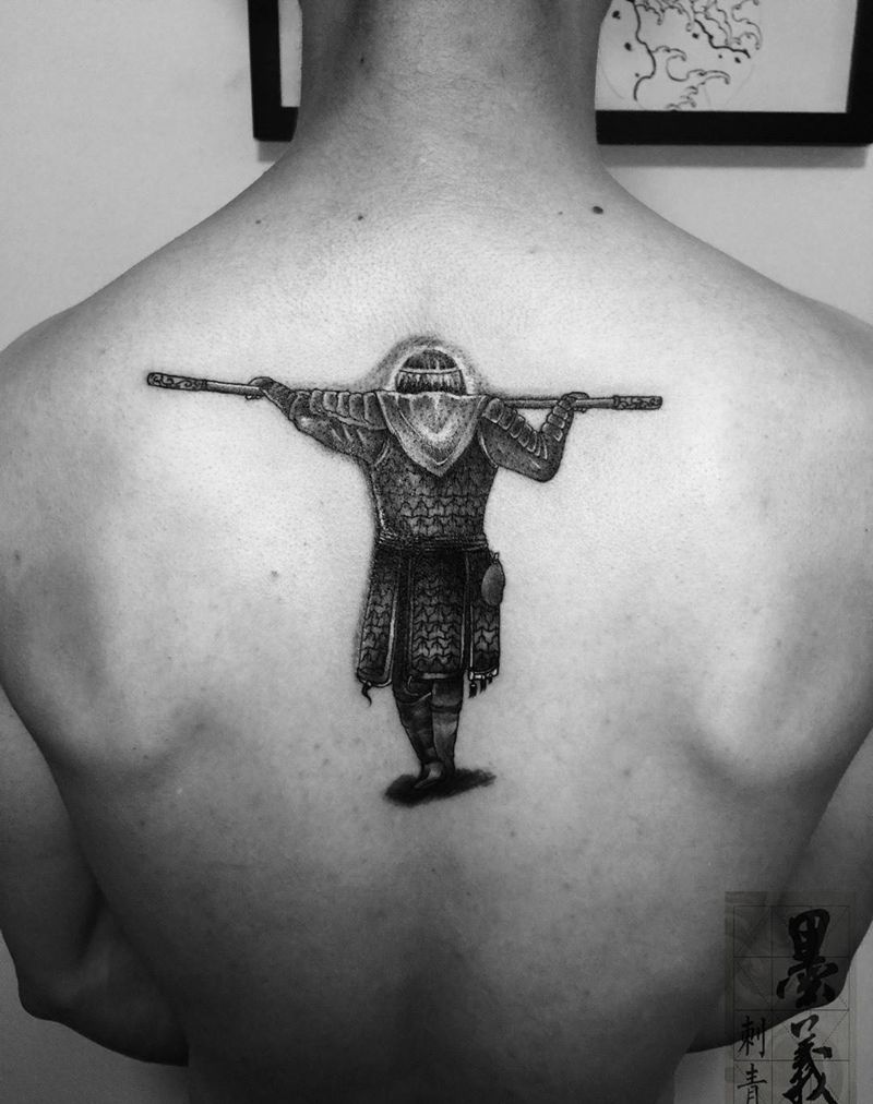 至尊宝纹身图片_动物鬼神原创肖像传统欧美背部手稿成品纹身图案