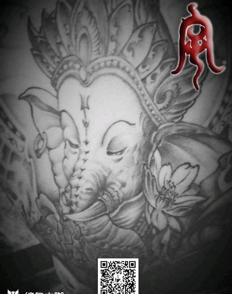 象神纹身图片_宇刺青未完成纹身图案