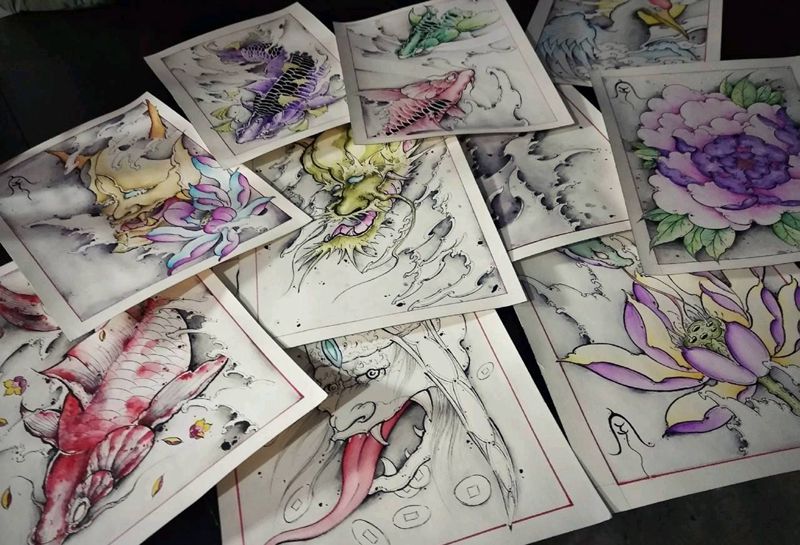 画稿纹身图片_原创宇刺青成品手稿纹身图案