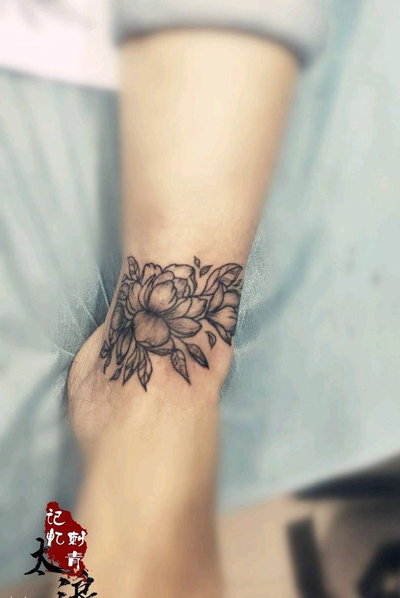 脚踝疤痕遮盖纹身图片_脚部纹身图案