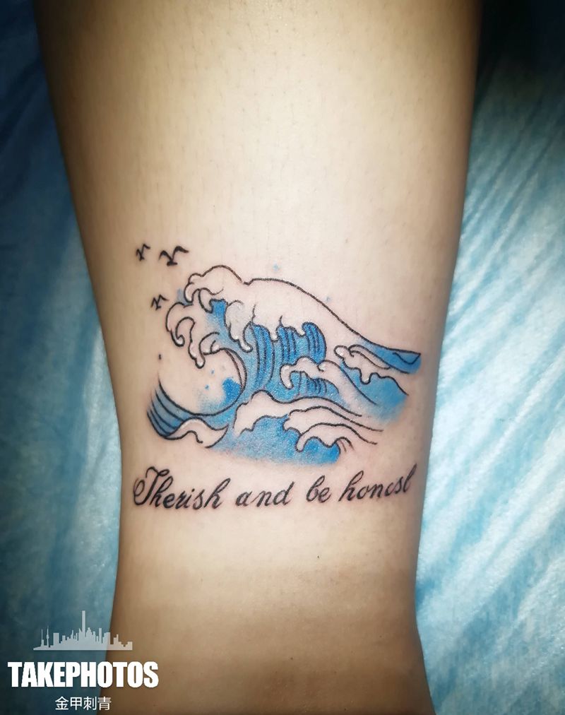 情侣纹身山水纹身图片_水彩纹身图案