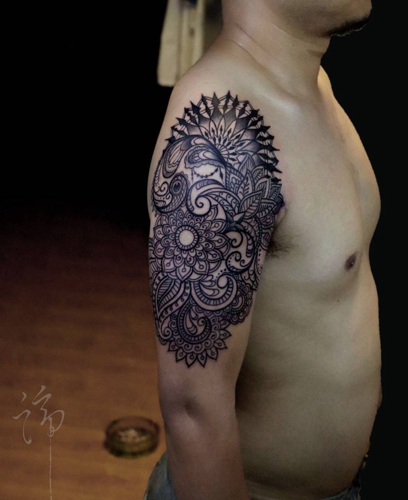 海娜纹身图片_成品手臂背部腿部肩部腹部习俗清新原创纹身图案