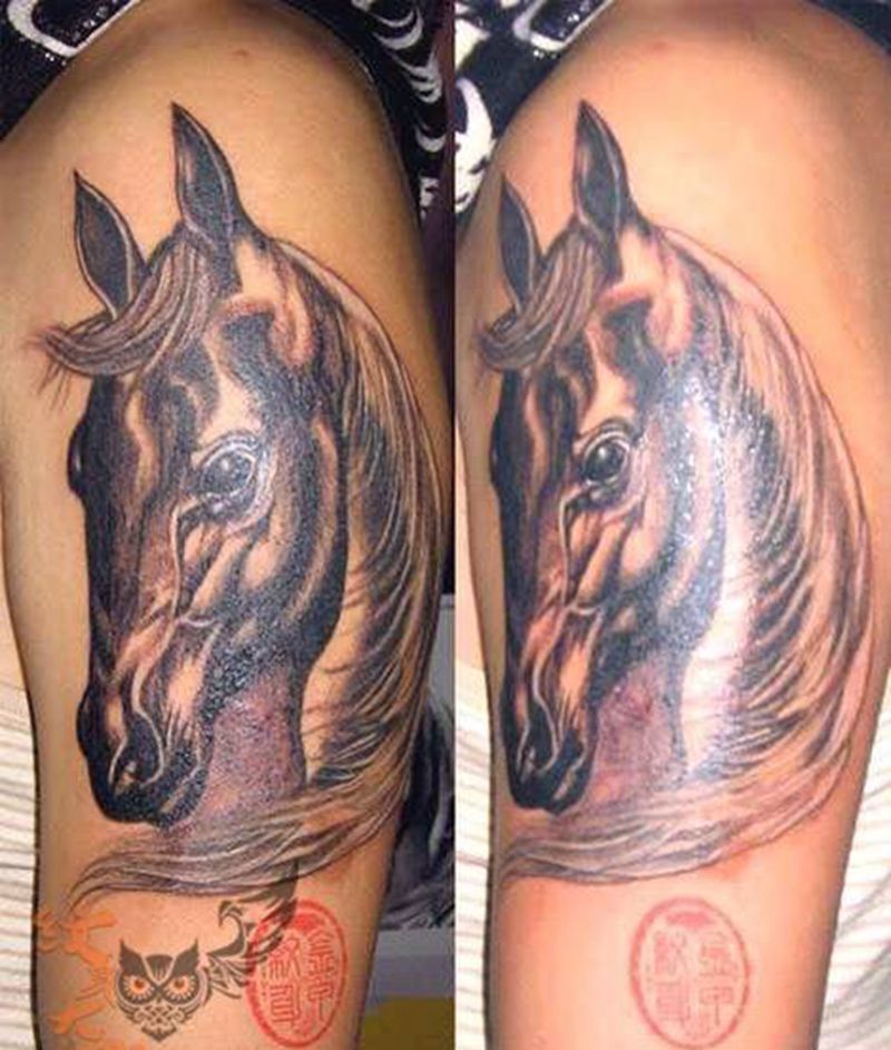 写实马头纹身图片