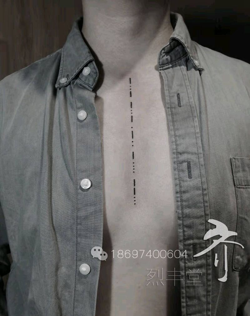 摩斯电码纹身图片_胸部图腾纹身图案