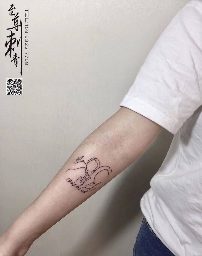 简笔画纹身图片_成品手臂清新人物纹身图案