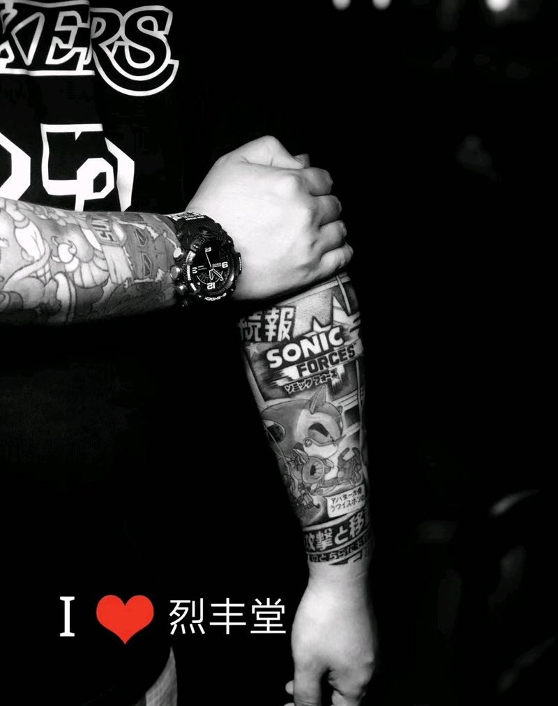 索尼克纹身图片_手臂Old SchoolNew School花臂索尼克包小臂纹身图案