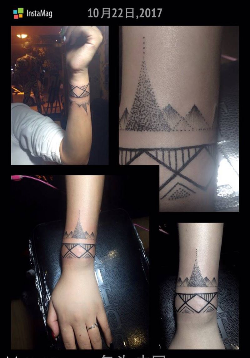 简约纹身图片_成品手臂几何纹身图案