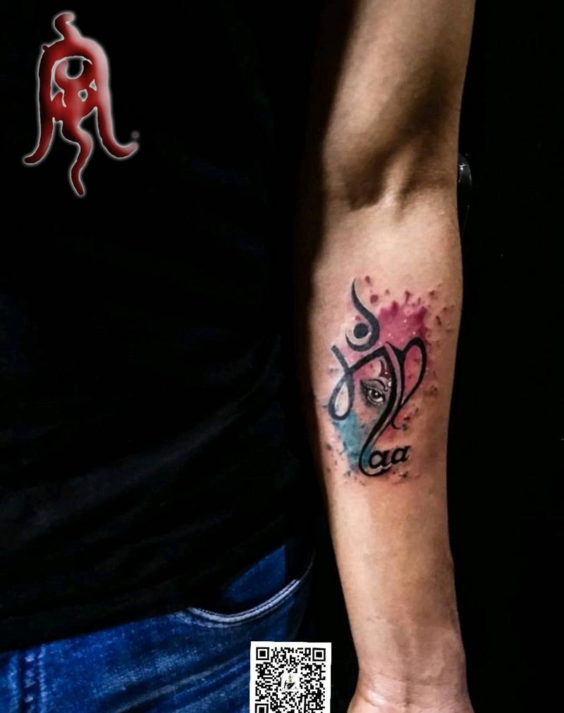 寓意【亲人】纹身图片_臀部清新原创水彩成品纹身图案